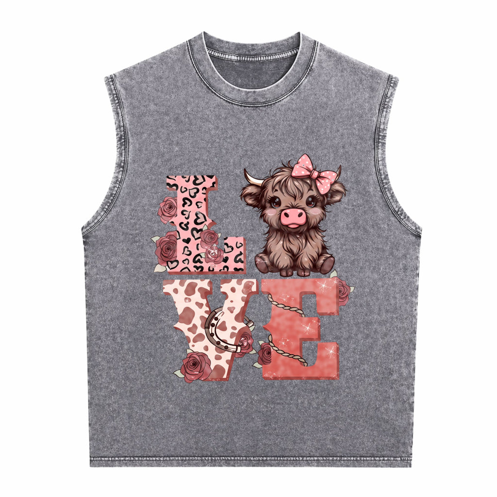 Highland Cow Men's Washed Tank Top