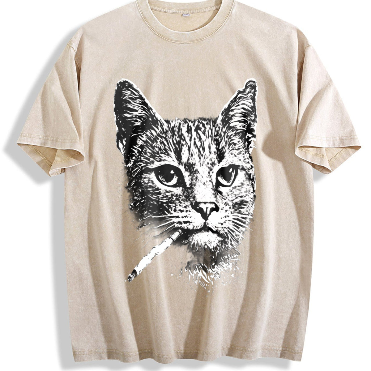 Funny Smoking Cat Meme Vintage Washed T-Shirt product image 1