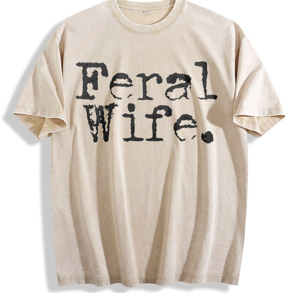 Feral Wife Funny Vintage Washed T-Shirt product image 1