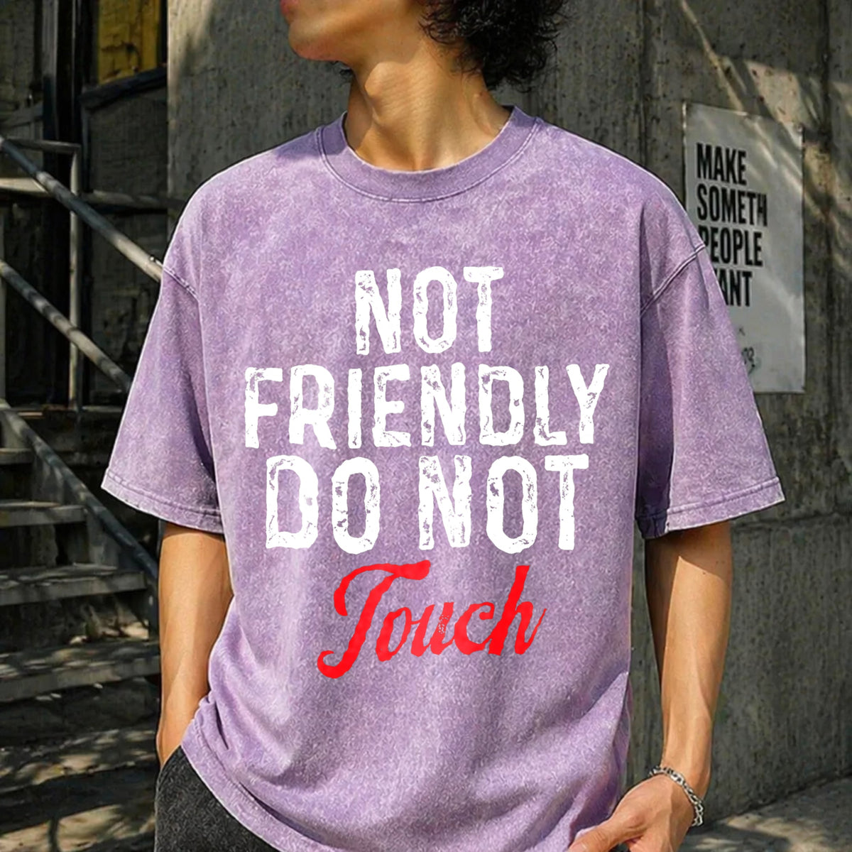 Not Friendly Do Touch Humorous Black Summer Vintage Washed product image 6