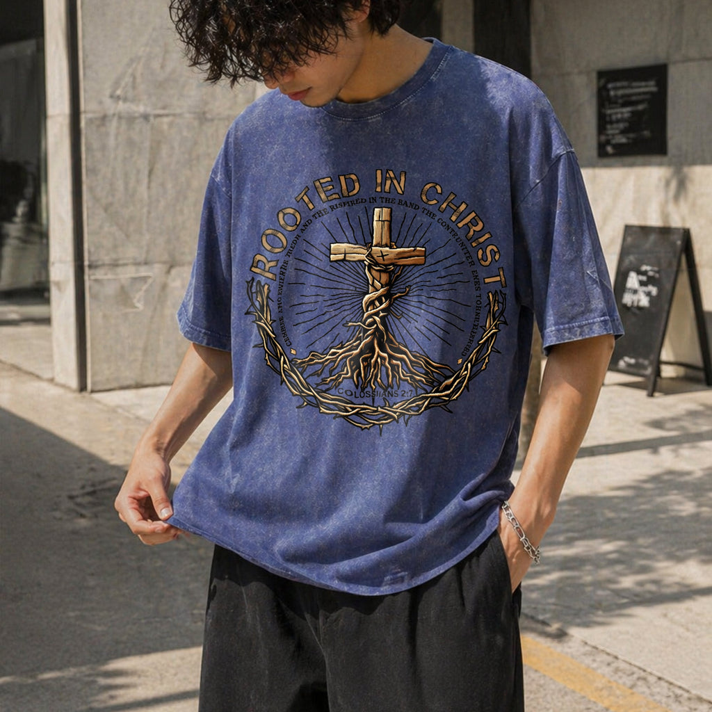 Rooted In Christ Vintage Washed T-Shirt product image 8