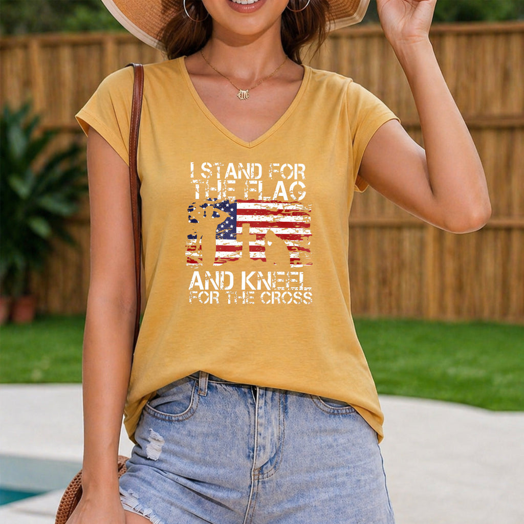Patriotic American Flag Women's V-Neck Tank Top