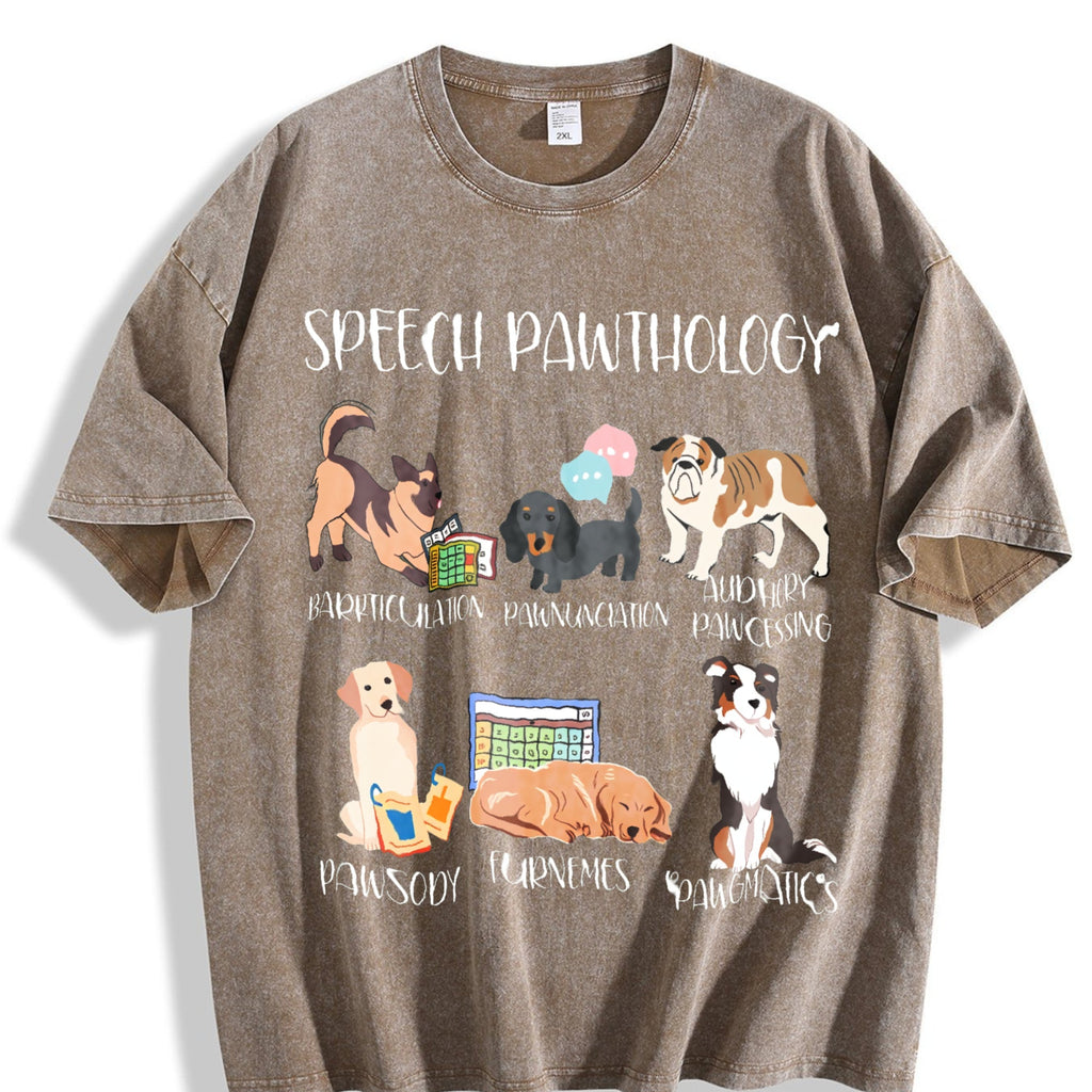 Speech Pathology Funny Dogs Vintage Washed T-Shirt product image 3