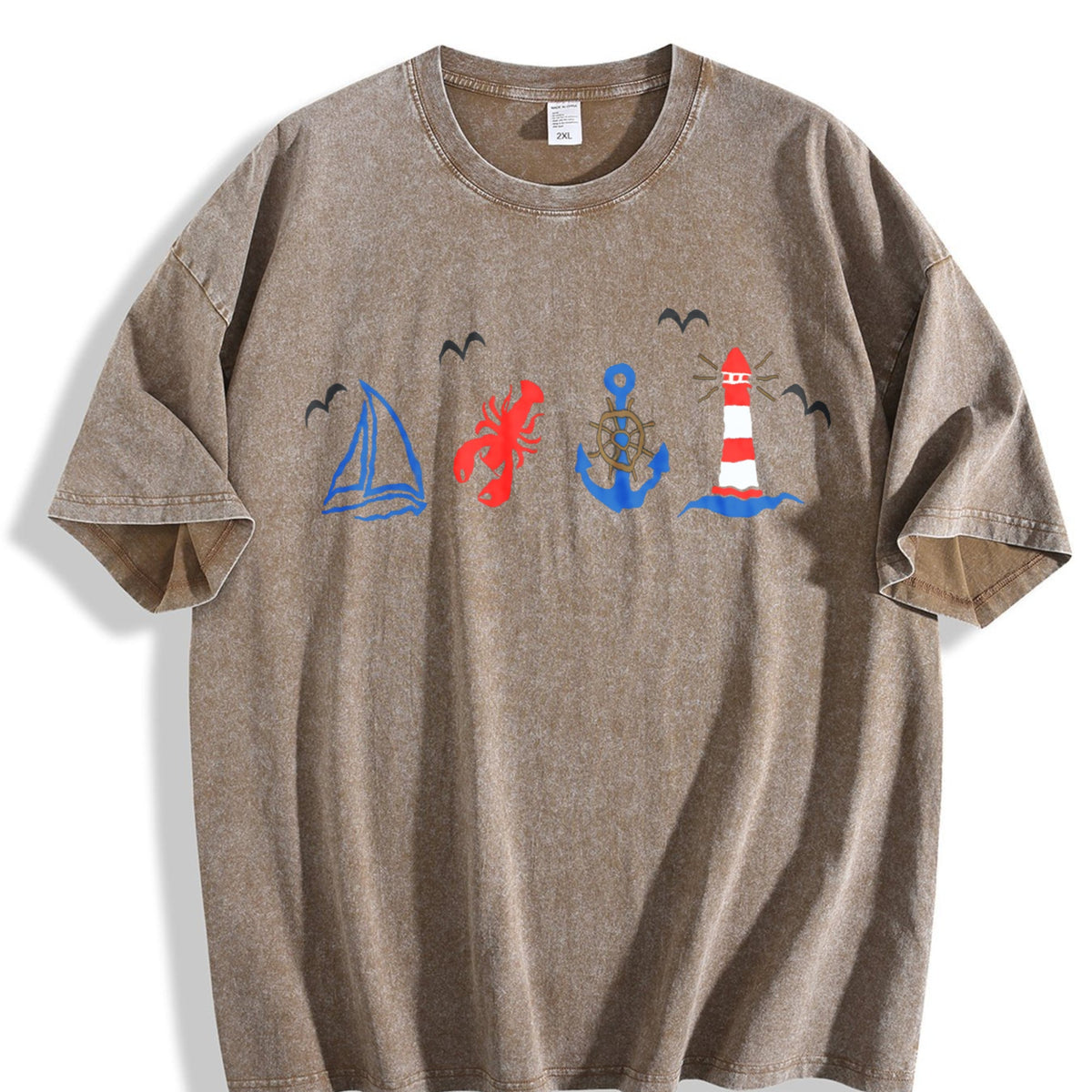 Coastal Nautical Summer Vintage Washed T-Shirt product image 3