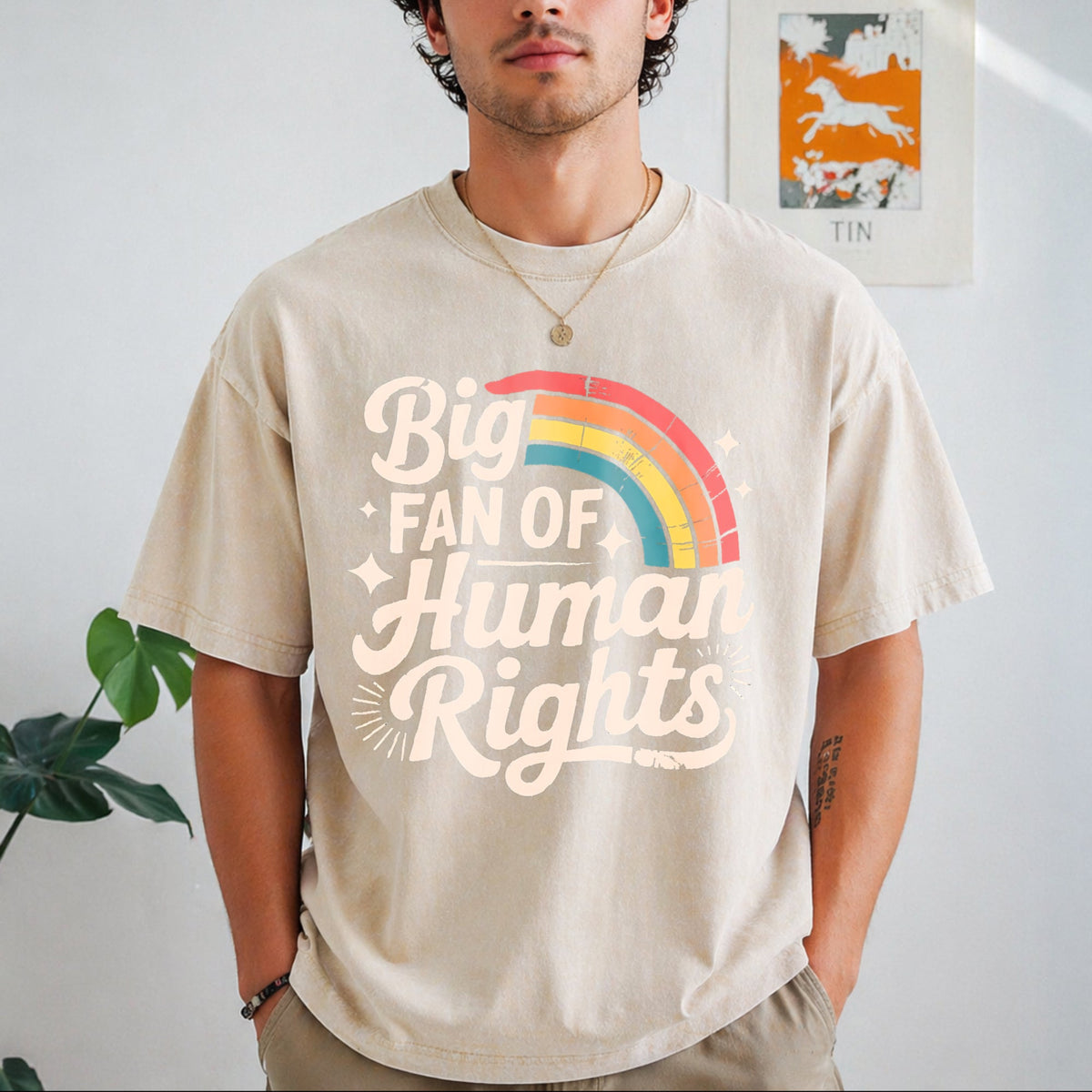 Big Fan Of Human Rights - Rainbow Vintage Washed T-Shirt product image 1