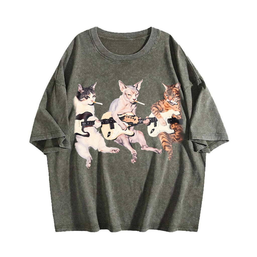 Rock Band Cats Vintage Washed T-Shirt product image 4