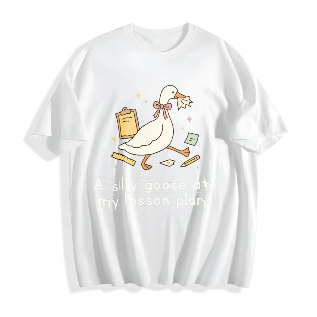 Silly Goose Ate My Lesson Plans Teacher Funny Cotton T-Shirt product image 2