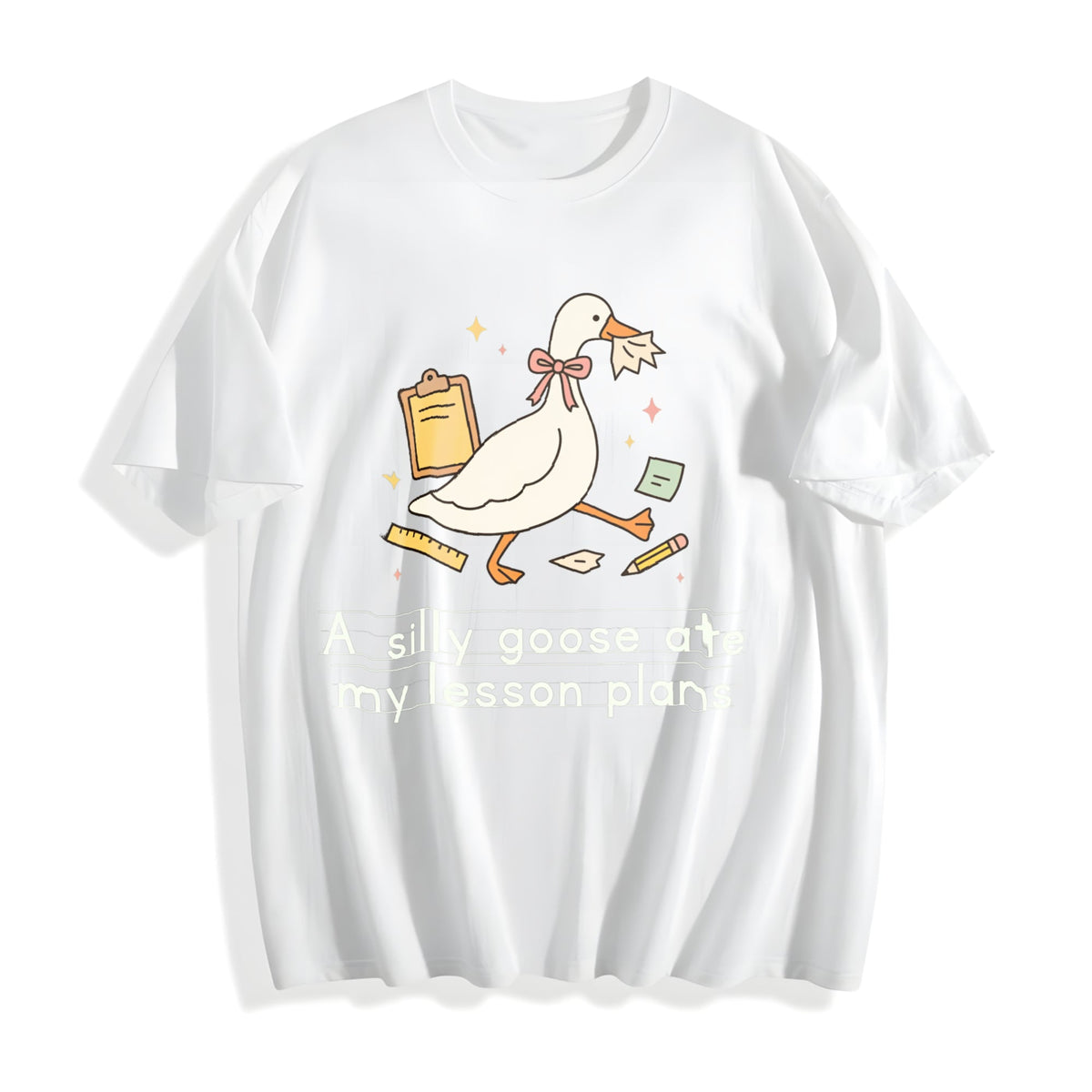Silly Goose Ate My Lesson Plans Teacher Funny Cotton T-Shirt product image 2