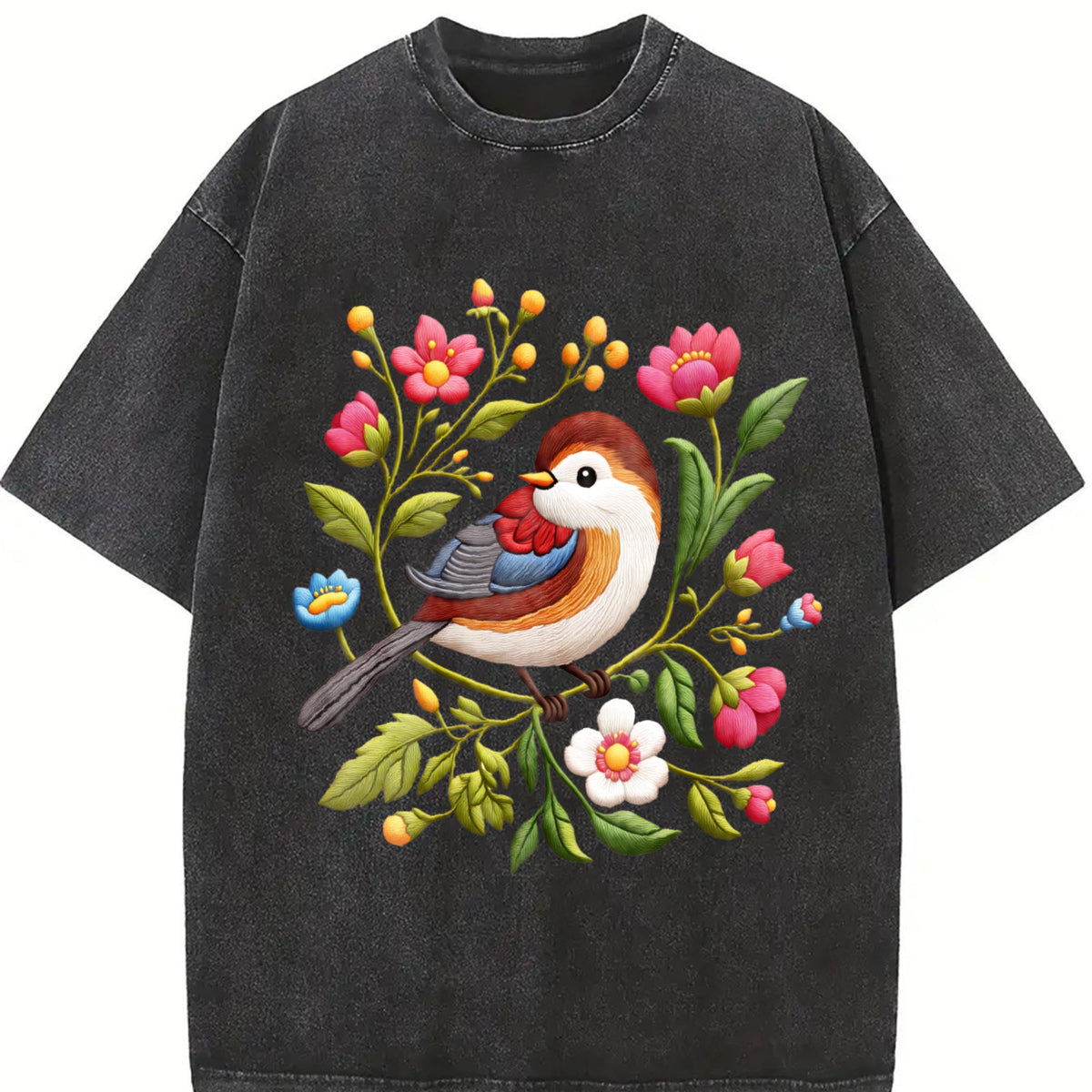 Bird & Floral - Stretch Vintage Washed T-Shirt product image 2