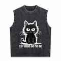 Funny Cat Fluff Around And Find Out Men's Washed Tank Top