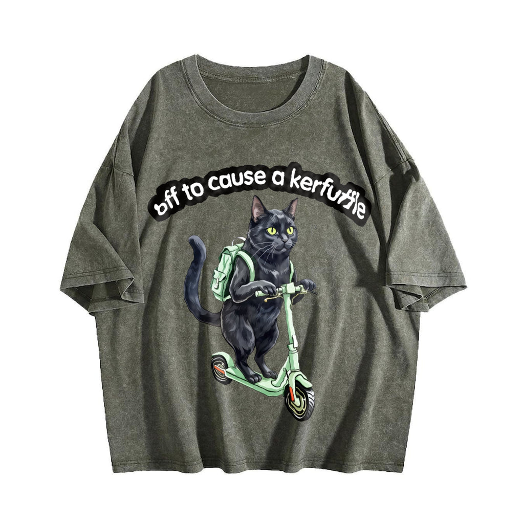 Funny Black Cat Scooter Off To Cause A Kerfuffle Boxy product image 4