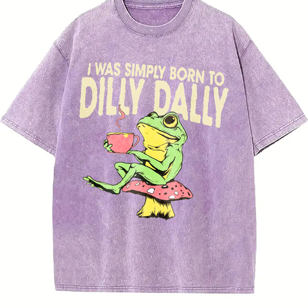 Funny Frog On Mushroom Born To Dilly Dally Meme - Boxy product image 6