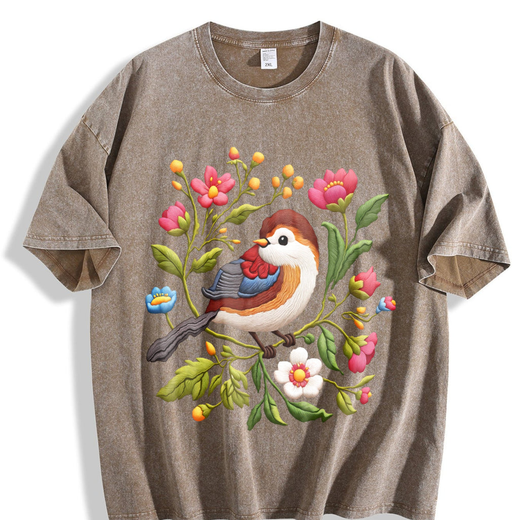Bird & Floral - Stretch Vintage Washed T-Shirt product image 3