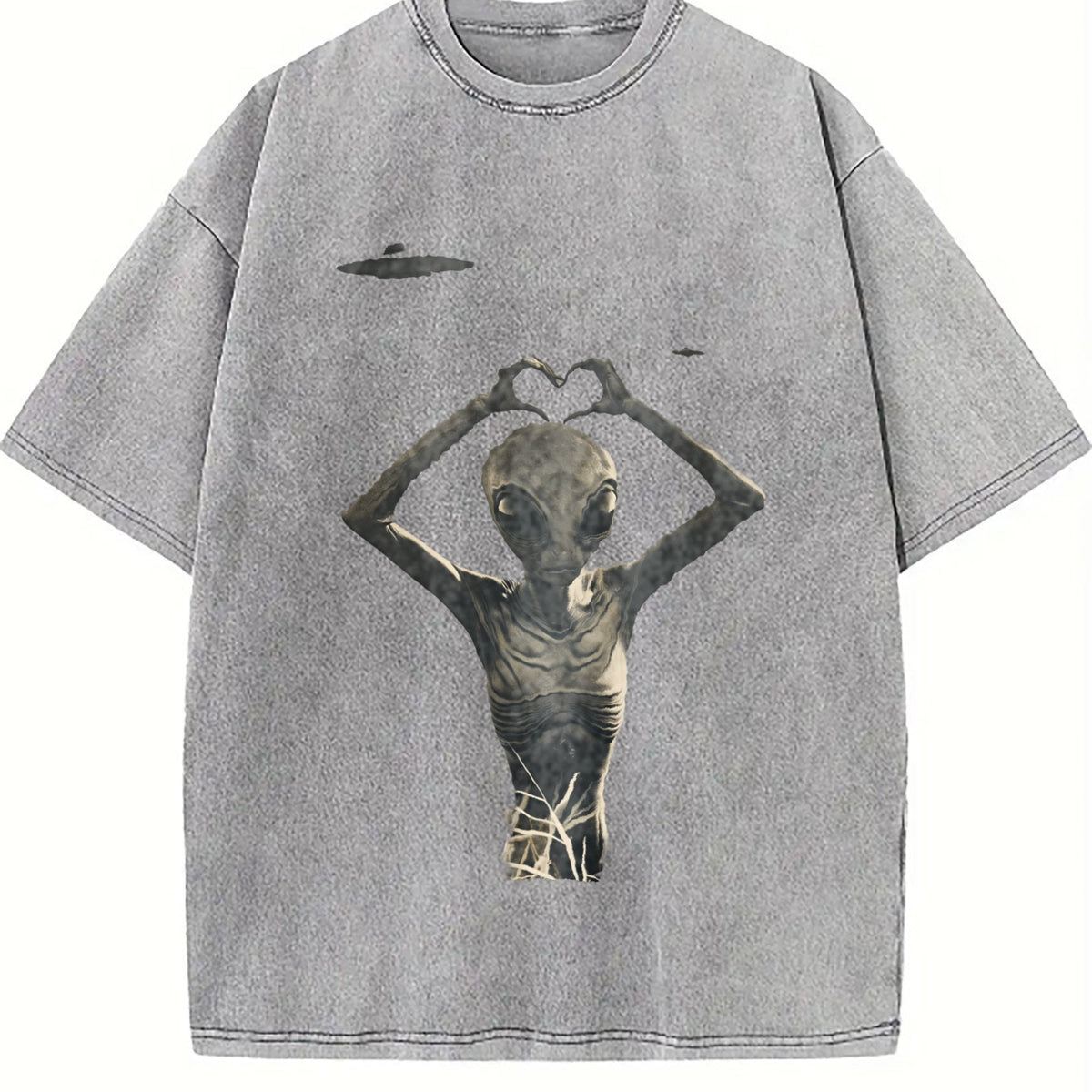 Alien Heart Hands UFO Vintage Washed T-Shirt product image 4