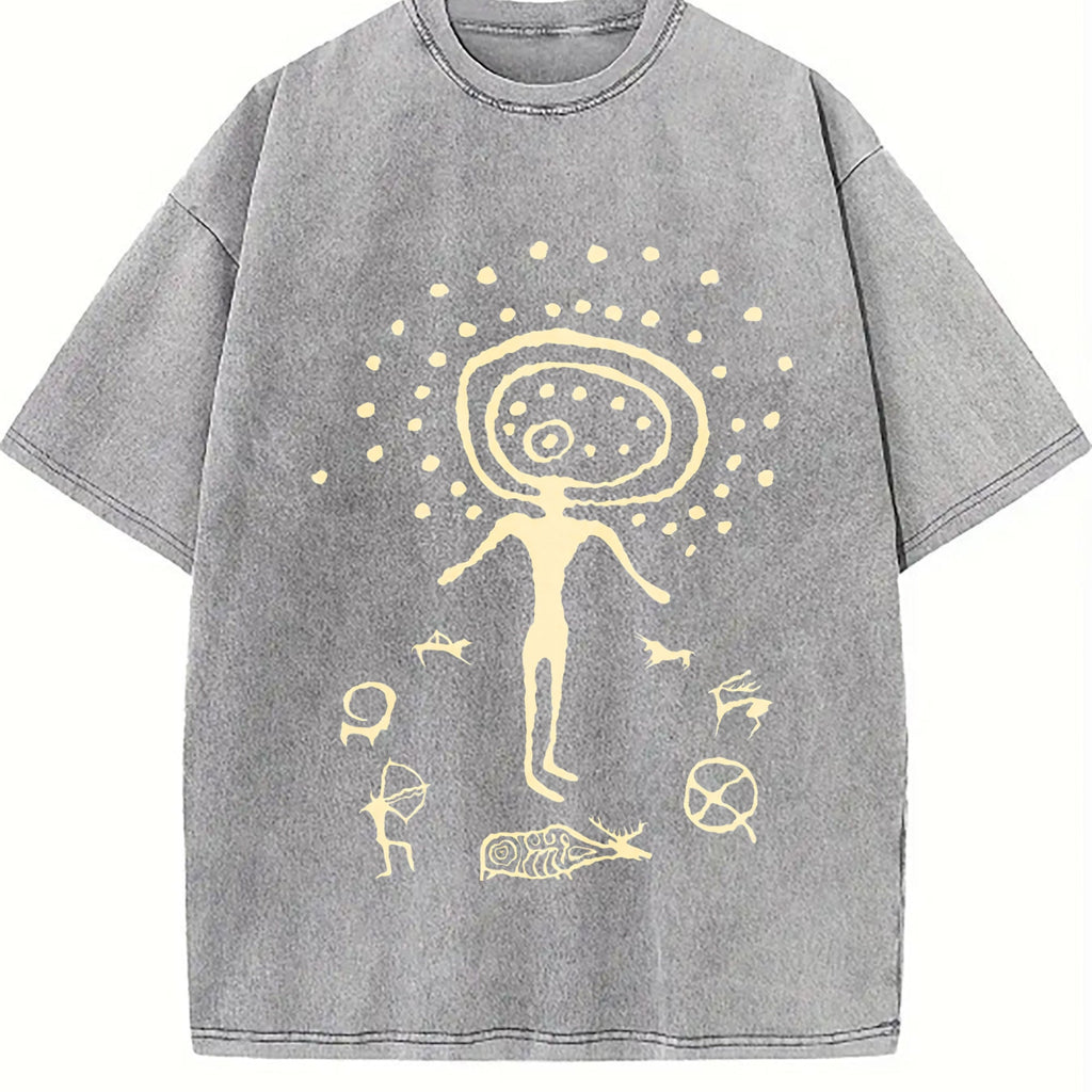 Shamanic Petroglyph - Black Vintage Washed T-Shirt product image 4