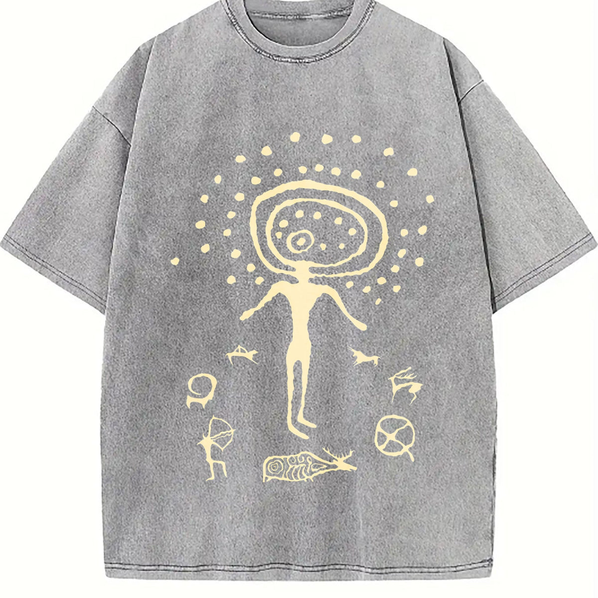 Shamanic Petroglyph - Black Vintage Washed T-Shirt product image 4