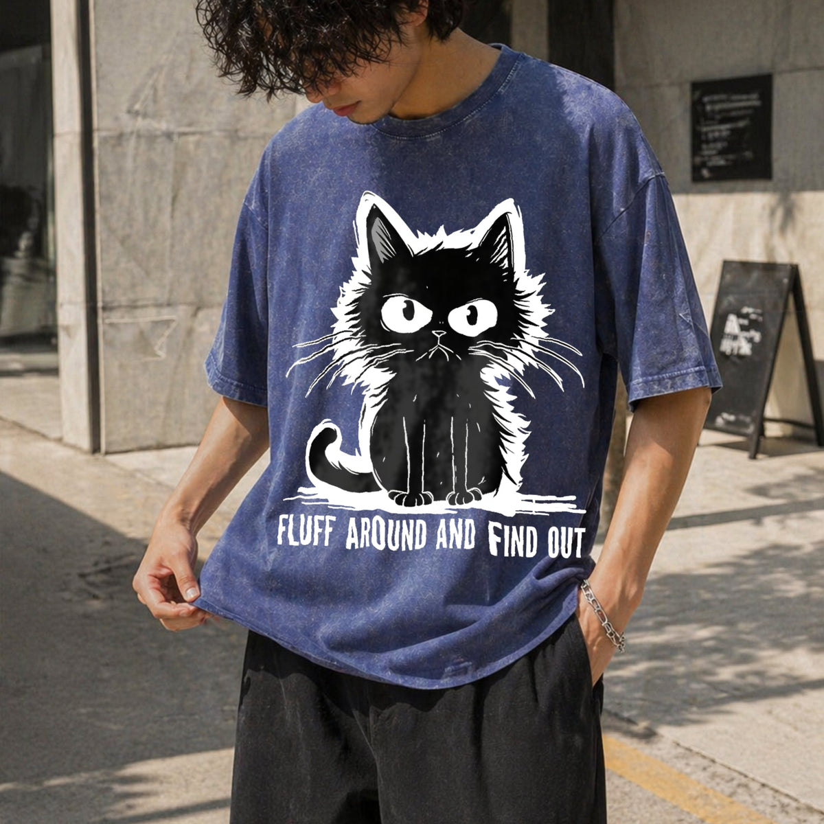 Funny Cat Fluff Around And Find Out Vintage Washed T-Shirt product image 8