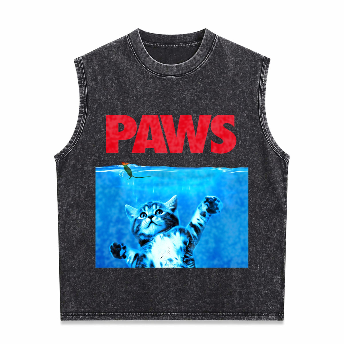 Xiongying Paws Cat And Mouse Men's Washed Tank Top