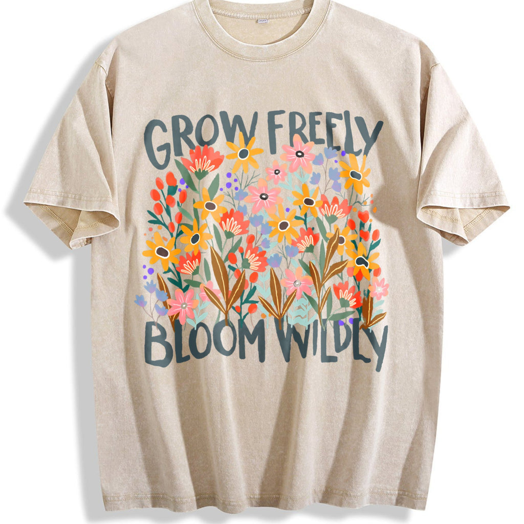 Grow Freely Bloom Wildly Flowers Vintage Washed T-Shirt product image 1