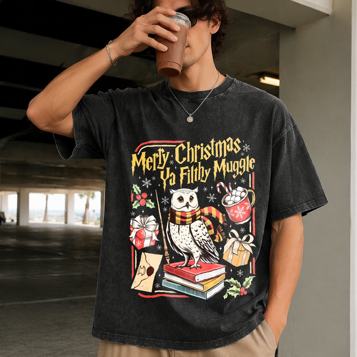 Merry Christmas Ya Filthy Wizard Holiday Vintage Washed product image 2
