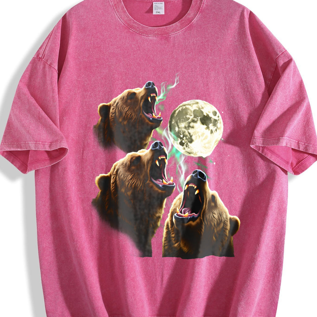 Bear Howling To Moon 90s Vintage Washed T-Shirt product image 7