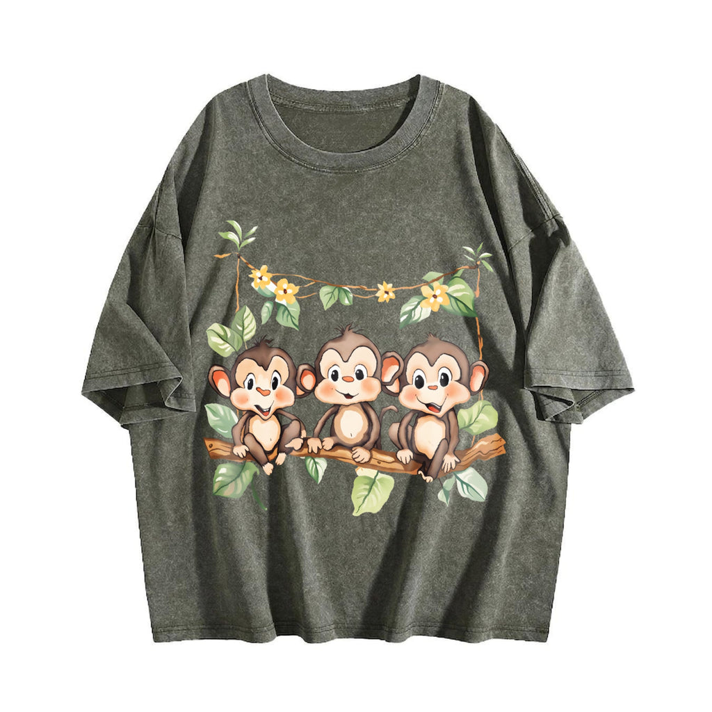 Summer : With Three Monkeys On Branch Yellow Flowers product image 4
