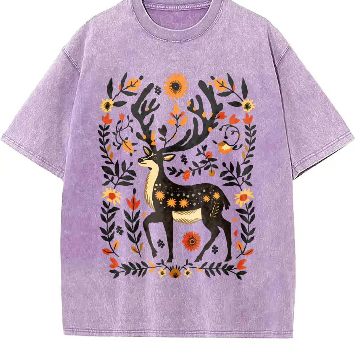 Summer A Bohemian- Floral Moose Vintage Washed T-Shirt product image 6