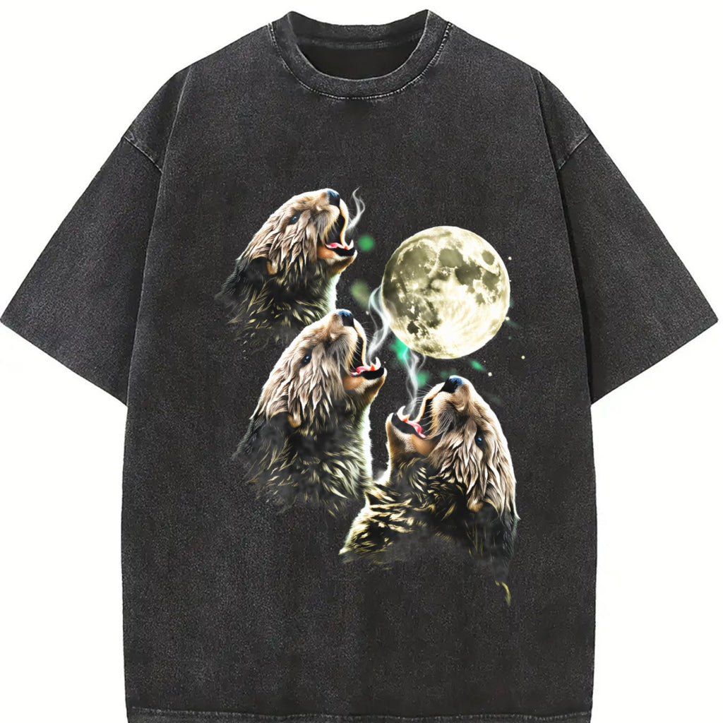Otter Howling To Moon 90s Vintage Washed T-Shirt product image 2