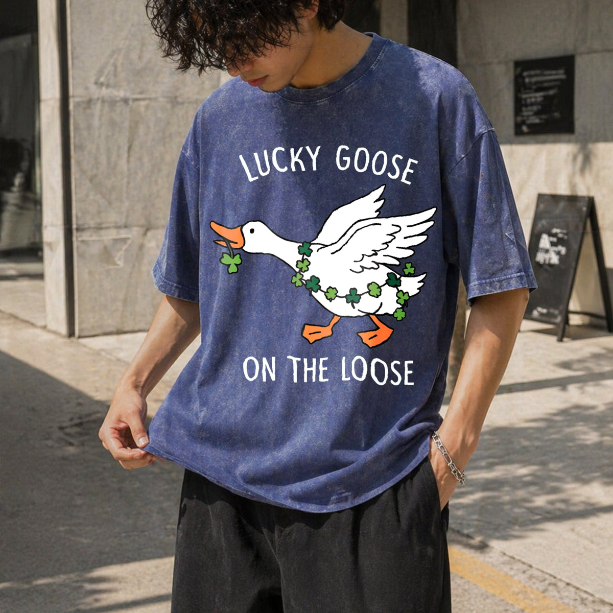 Funny St Patricks Day Goose Vintage Washed T-Shirt product image 8