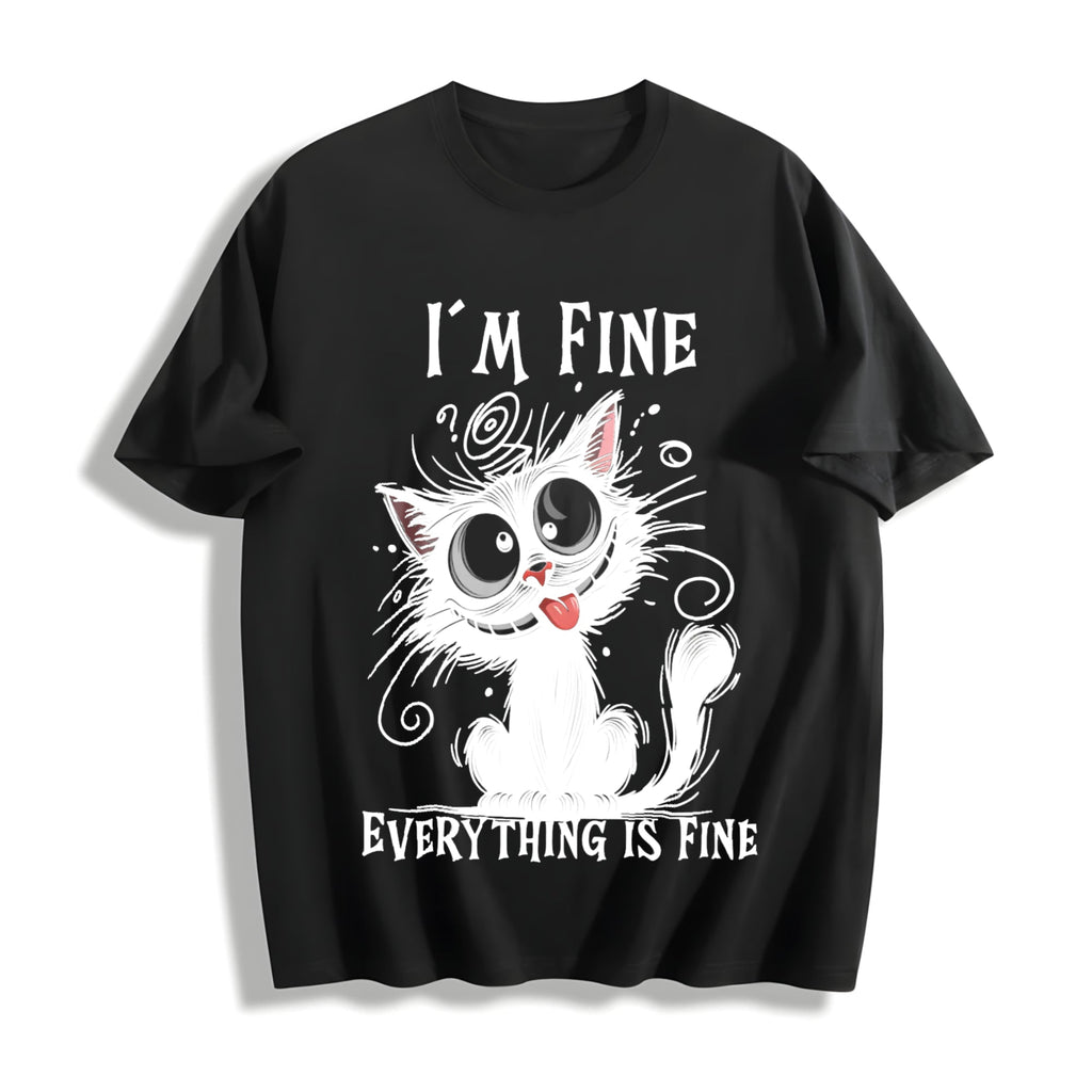Animal Letter Cat Fine Summer Cotton T-Shirt product image 1