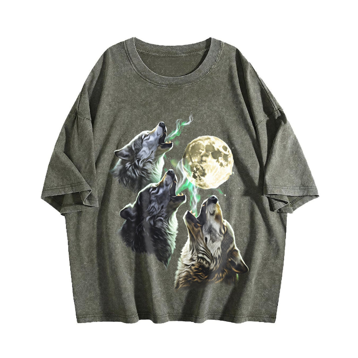 Wolves Howling To Moon 90s Vintage Washed T-Shirt product image 4