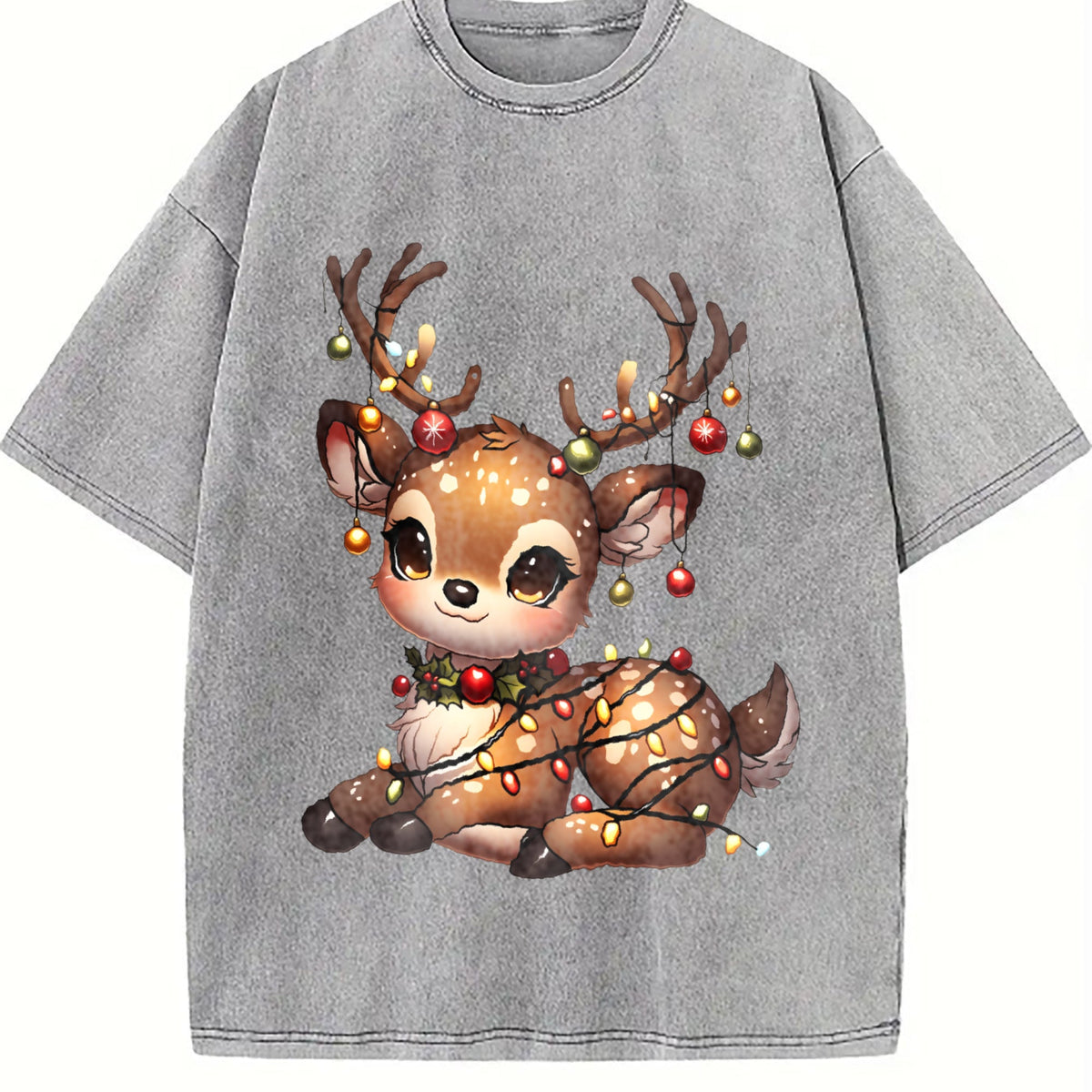 Christmas Reindeer & Deer Vintage Washed T-Shirt product image 5