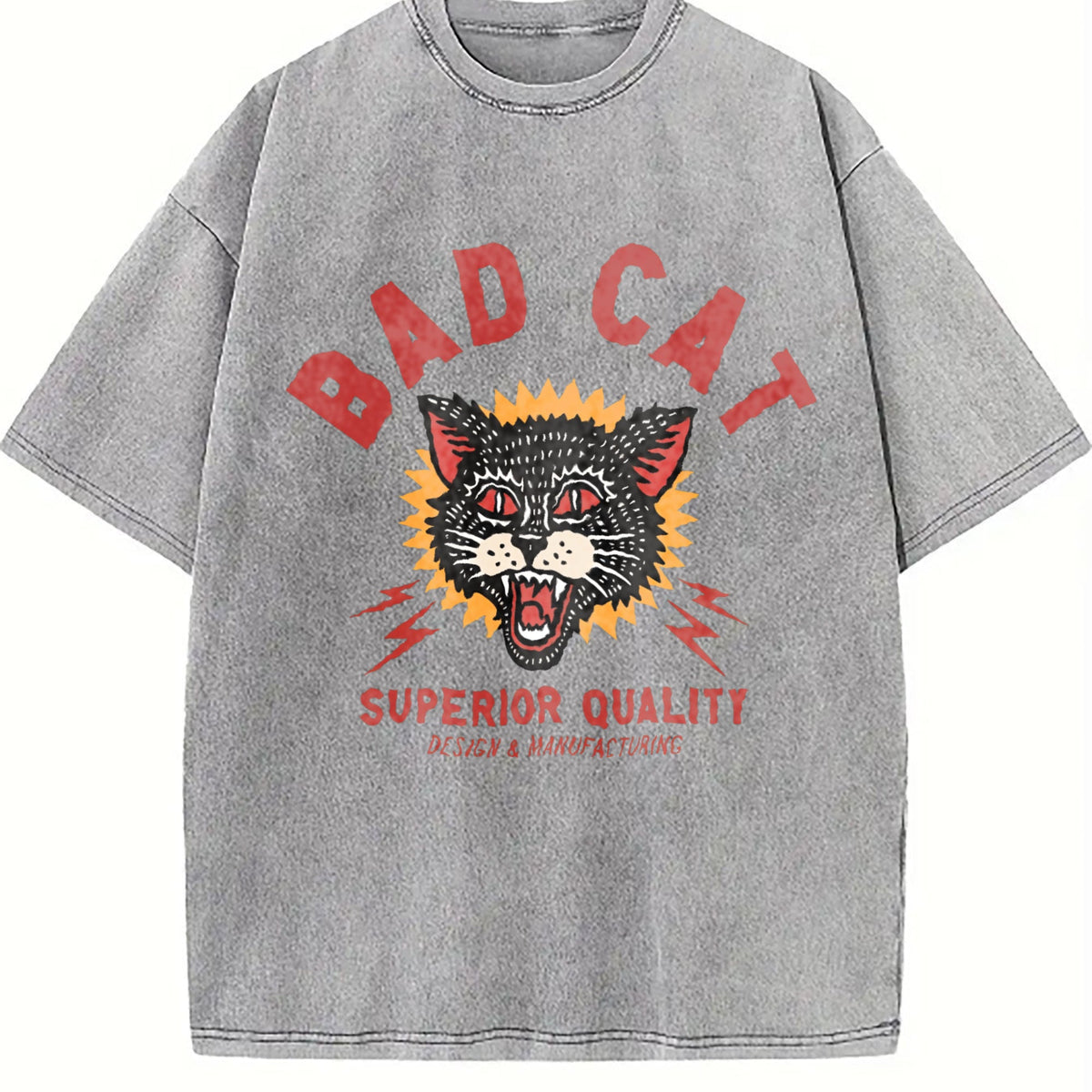 Bad Cat Pure Hip-hop Vintage Washed T-Shirt product image 4