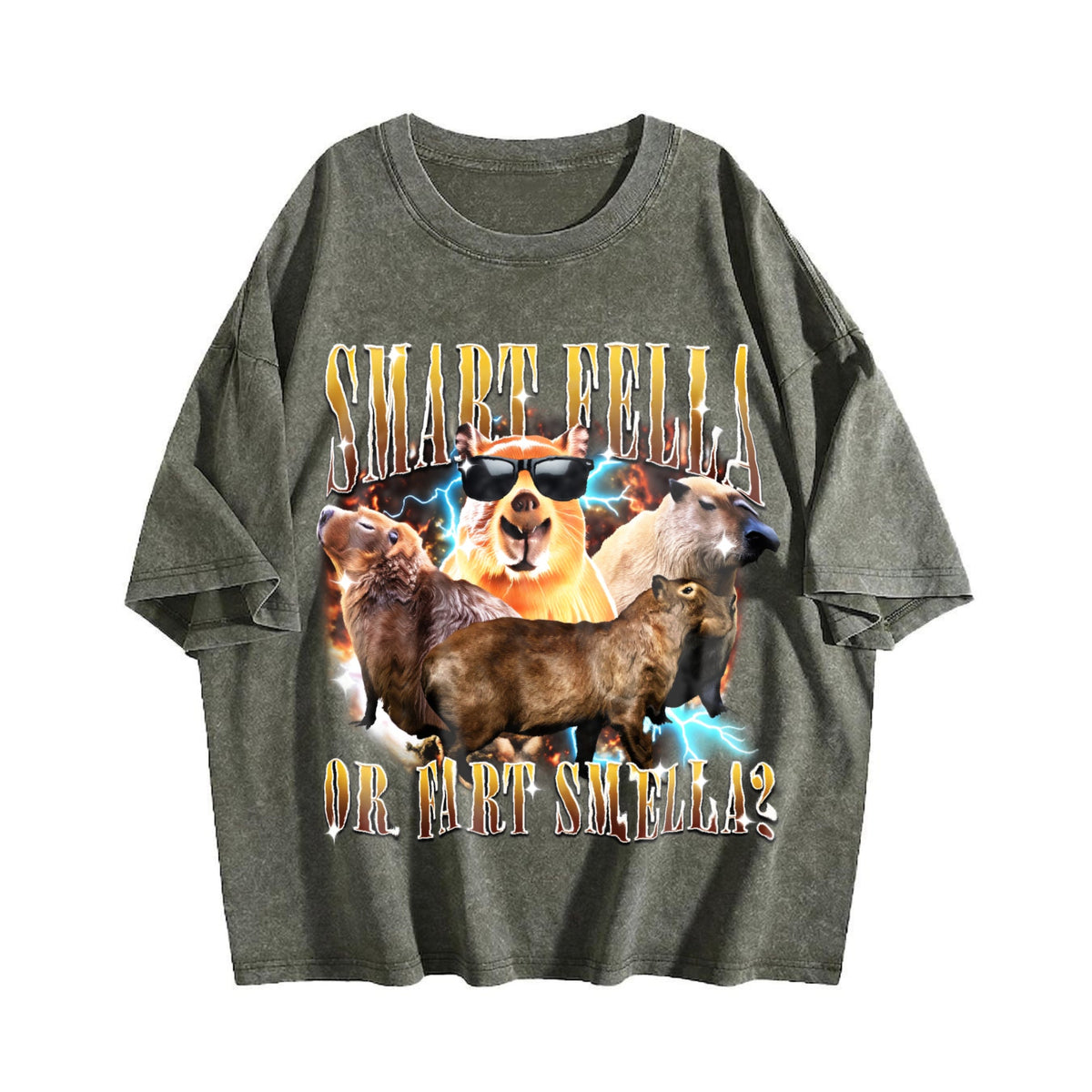 Smart Fella Or Fart Smella 90s Vintage Washed T-Shirt product image 4