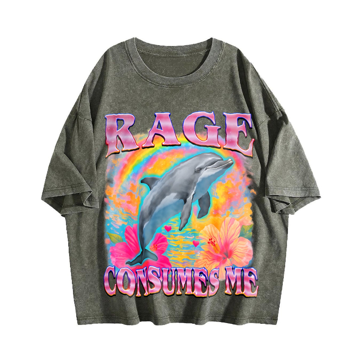 Rage Consumes Me Dolphin Vintage Washed T-Shirt product image 4