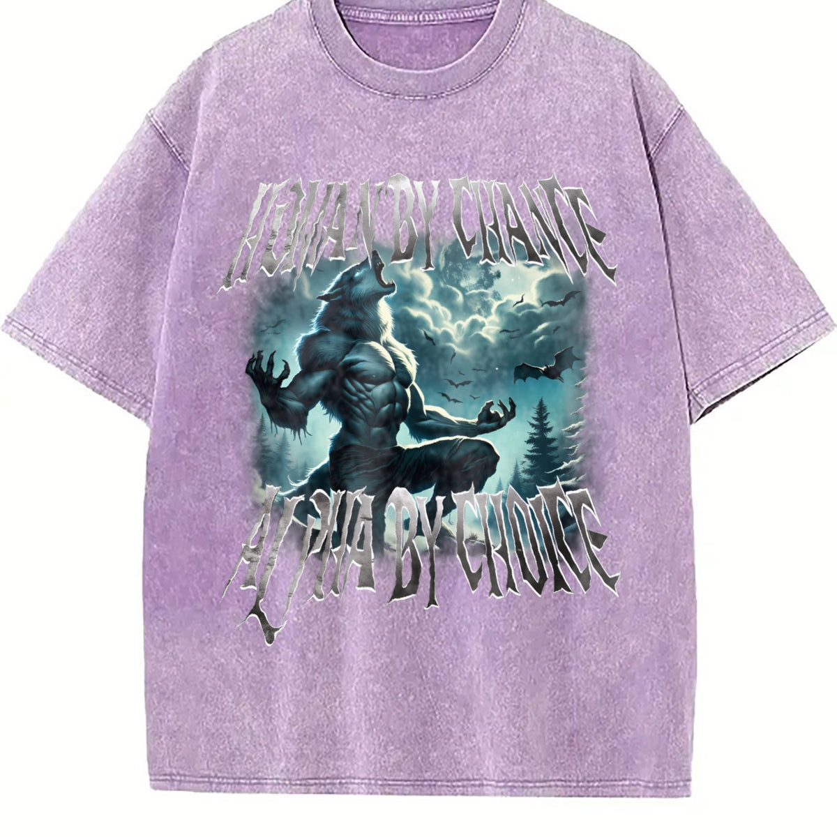 Human By Chance Alpha By Choice Wolf Vintage Washed T-Shirt product image 6