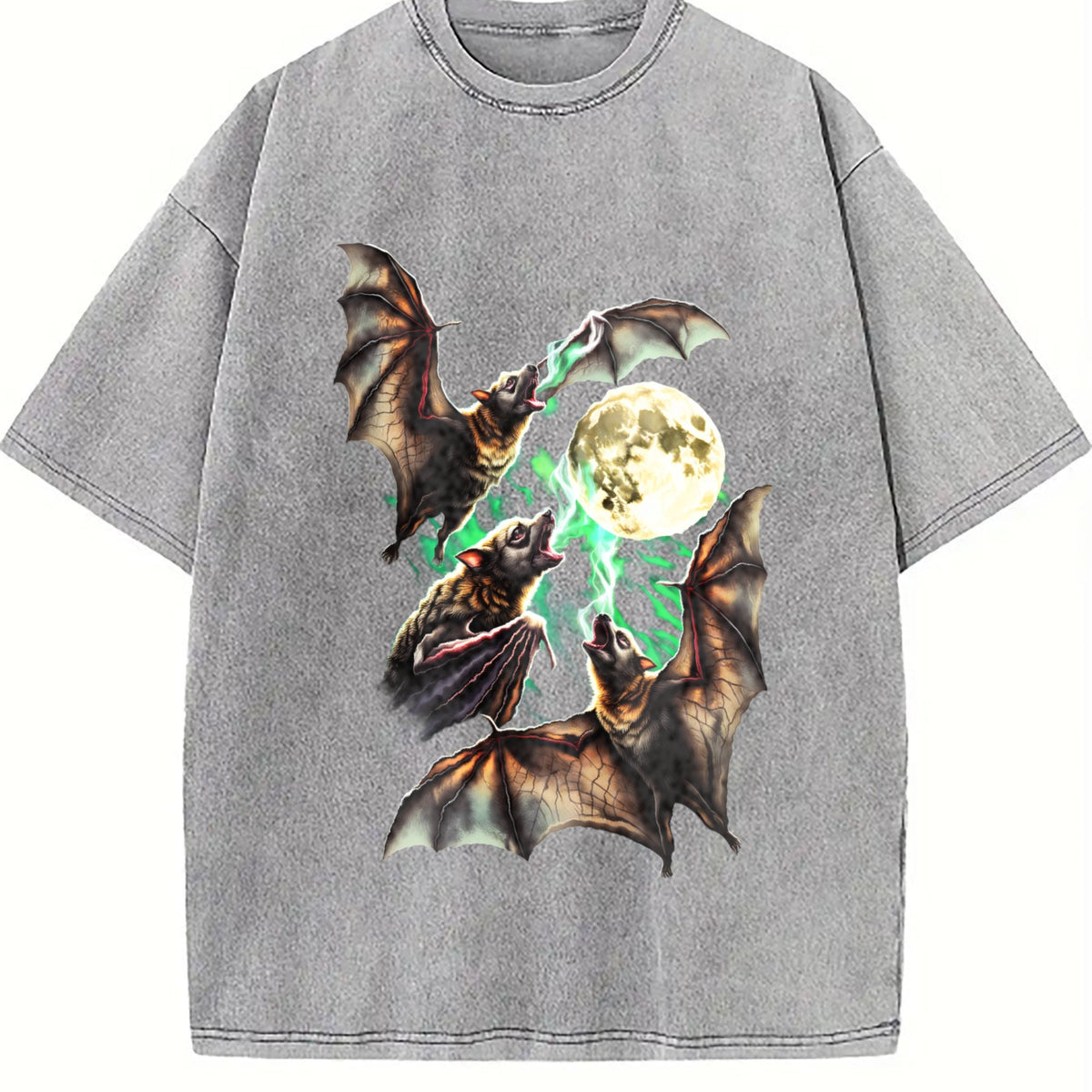 Bats Howling To Moon 90s Vintage Washed T-Shirt product image 5