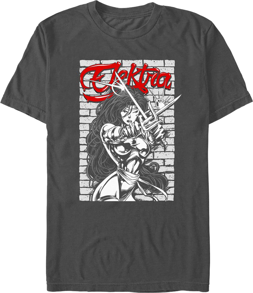 Elektra Brick Wall Pose Marvel Comics T-Shirt product image 1
