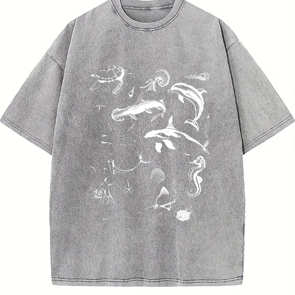 Fitting For A 90s Marine Life With Whales Vintage Washed product image 4