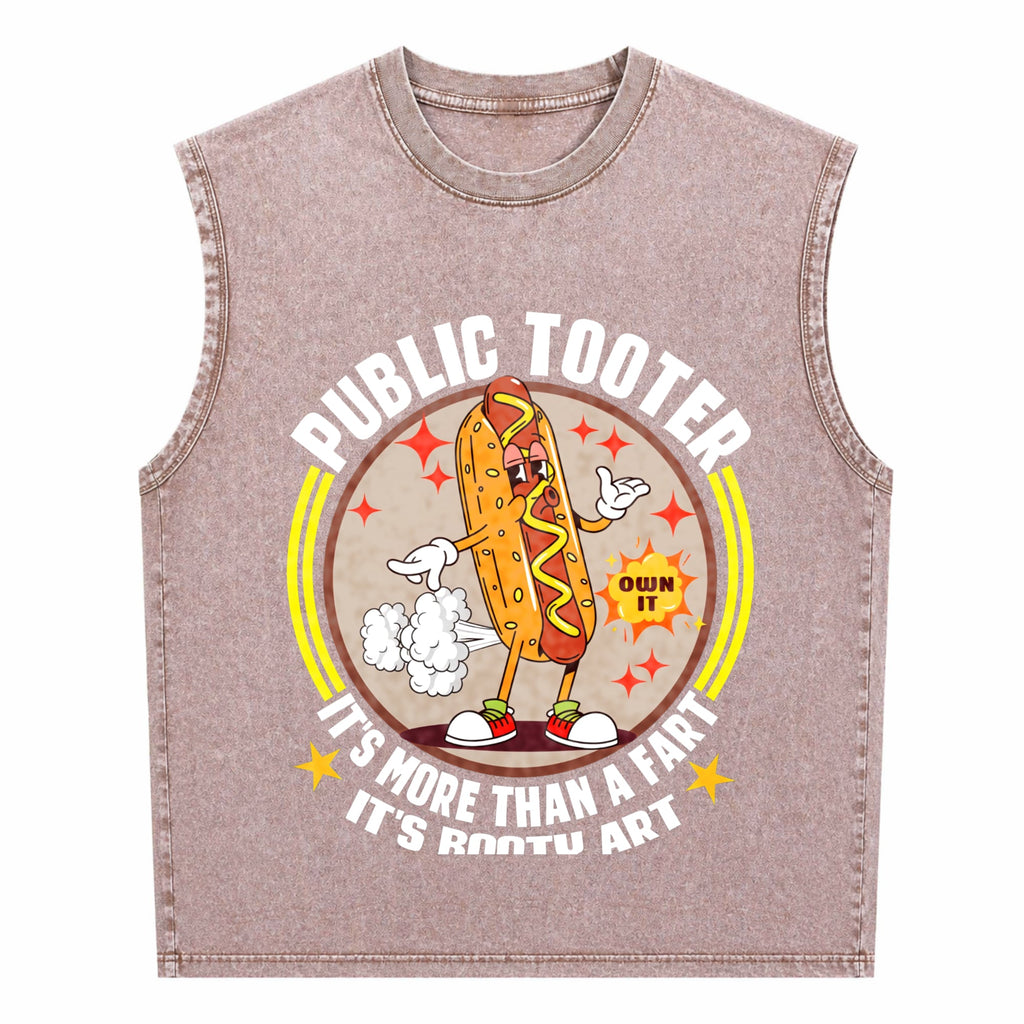 Public Tooter Funny Inappropriate Embarrassing Humor Men's Washed Tank Top