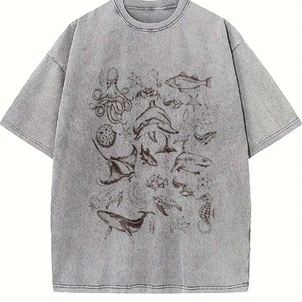 Sea Animal 90s Vintage Washed T-Shirt product image 5