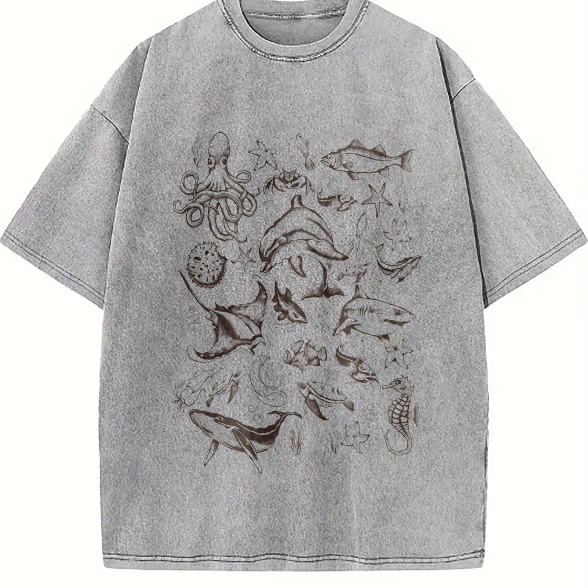 Sea Animal 90s Vintage Washed T-Shirt product image 5