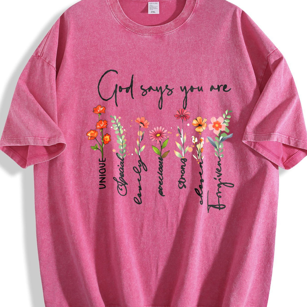 Summer A Plant Floral Letter Faith Vintage Washed T-Shirt product image 7