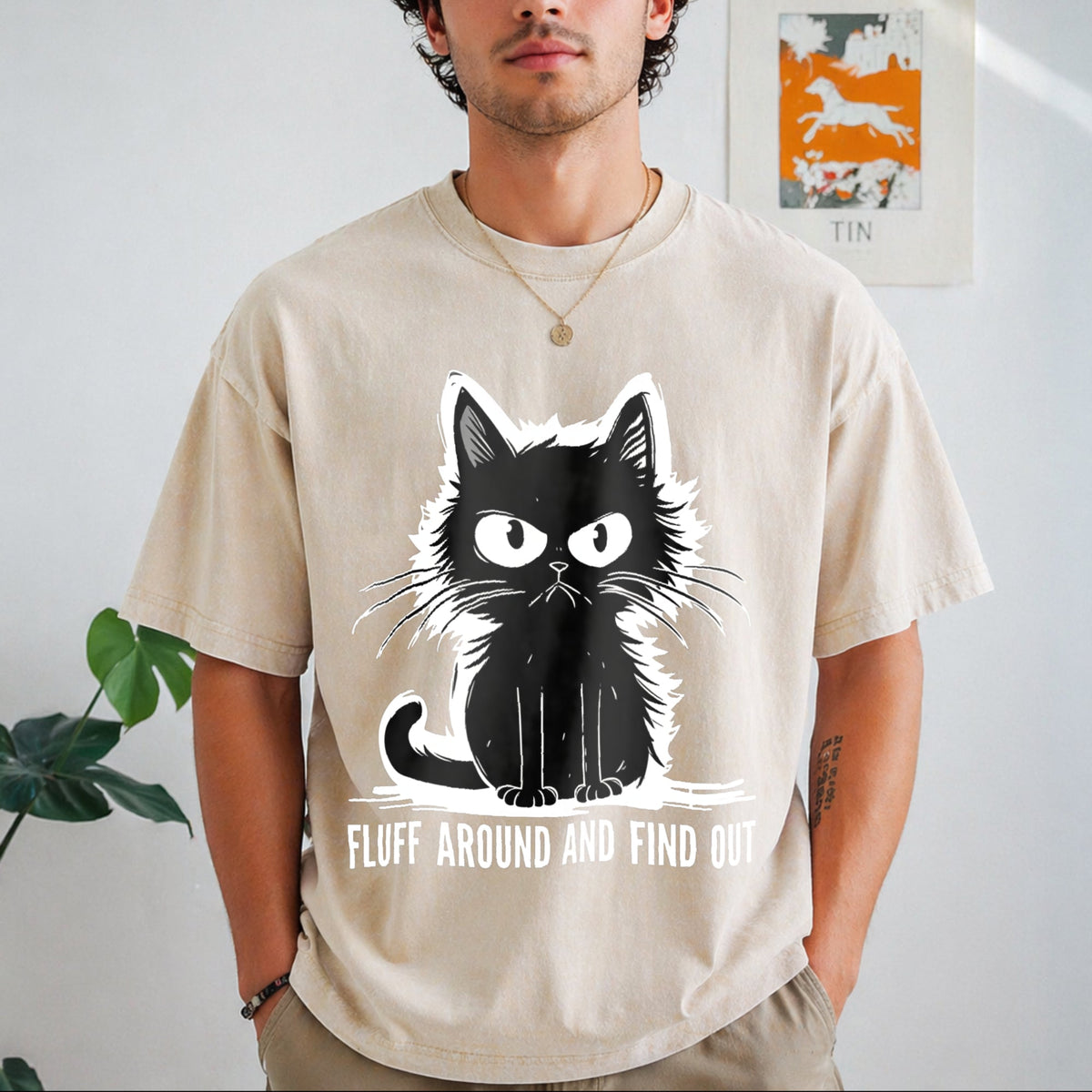 Funny Cat Fluff Around And Find Out Vintage Washed T-Shirt product image 1