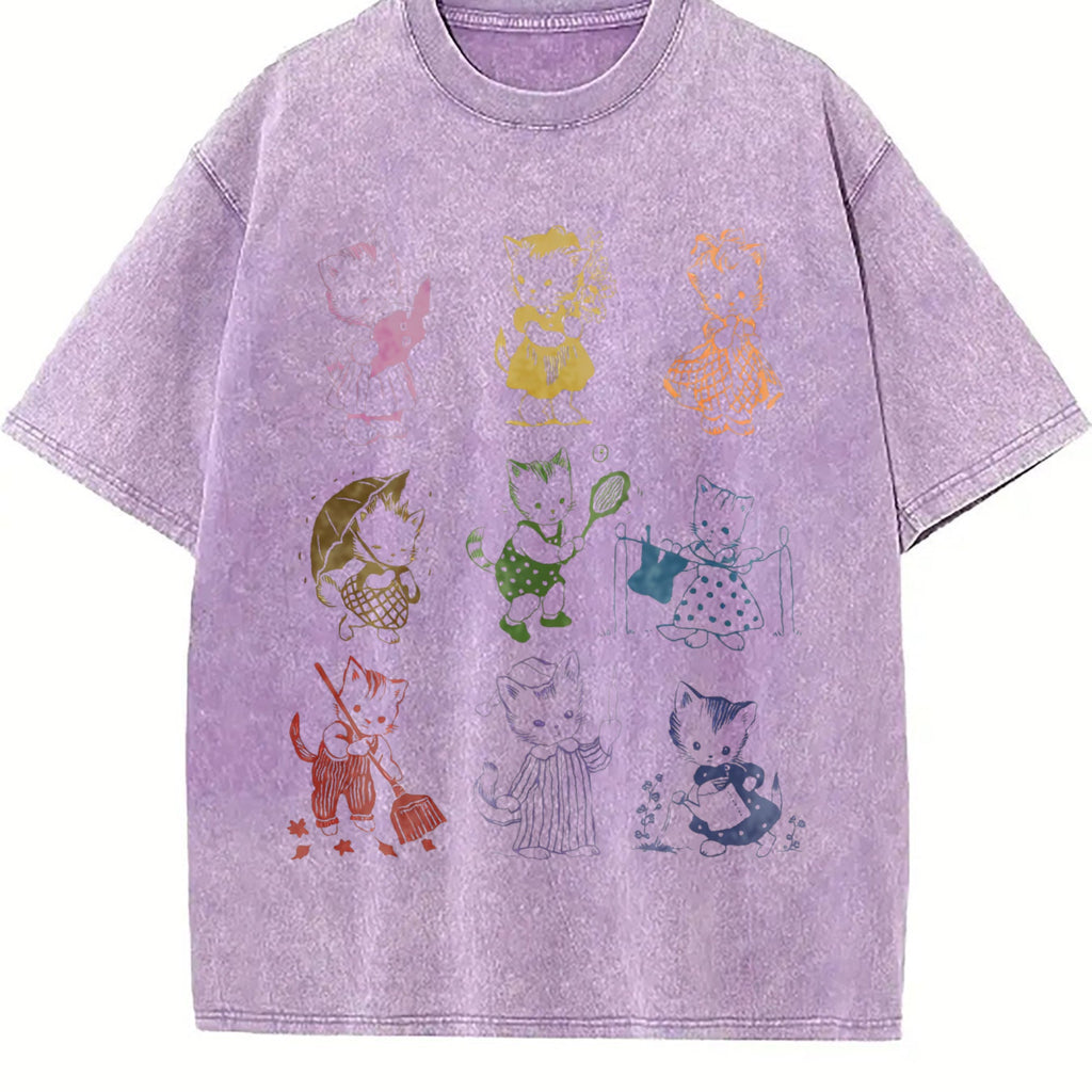 Cat 90s Tattoo Vintage Washed T-Shirt product image 6