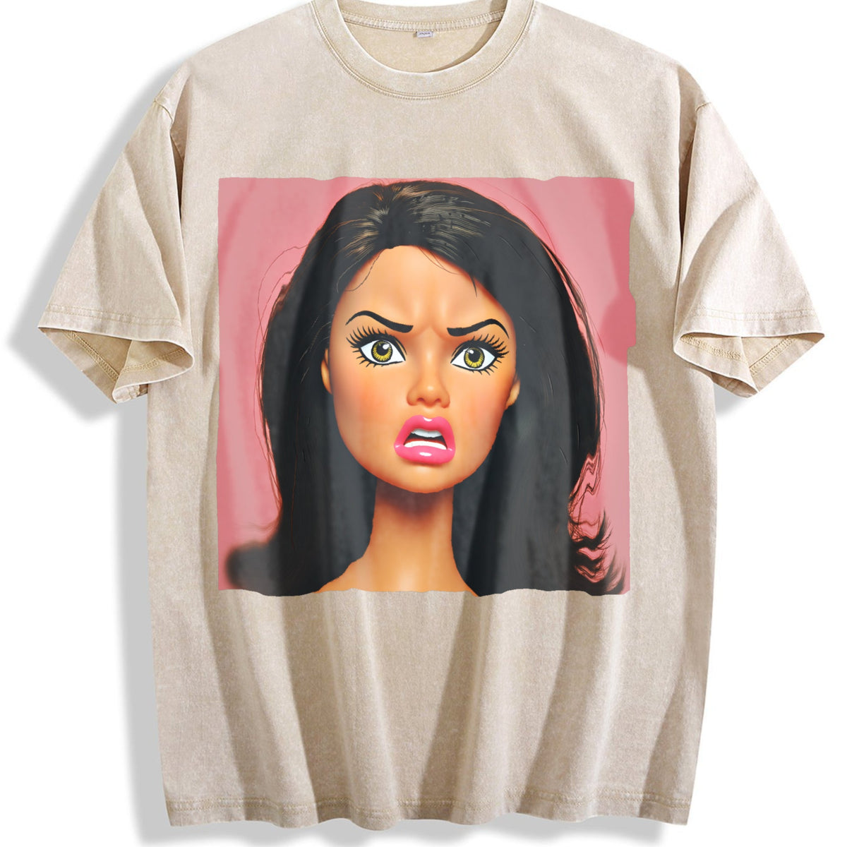 Angry Doll on Pink Vintage Washed T-Shirt product image 1