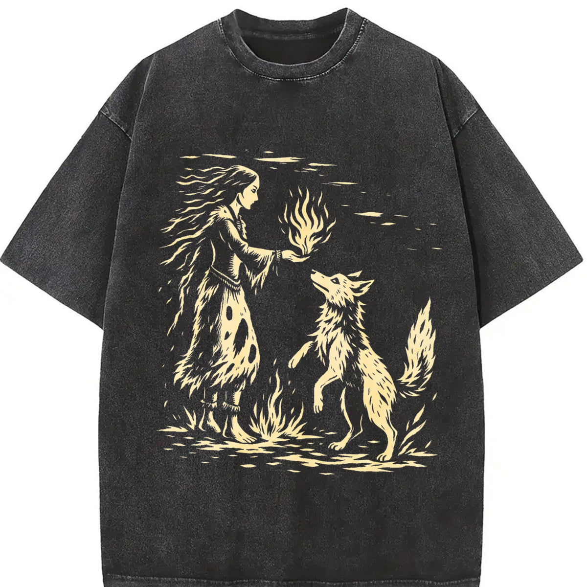 American Native Wolf Vintage Washed T-Shirt product image 2
