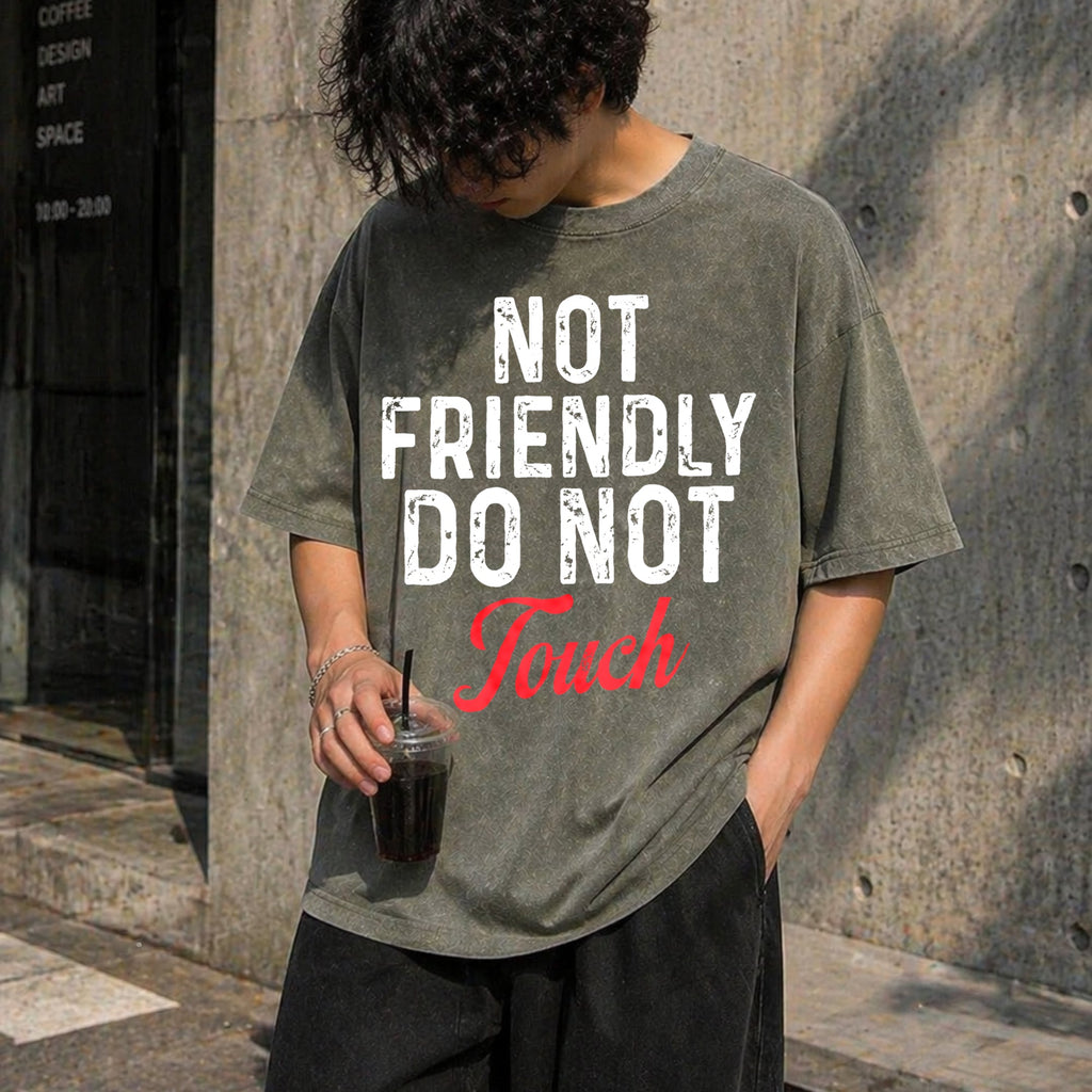 Not Friendly Do Touch Humorous Black Summer Vintage Washed product image 4