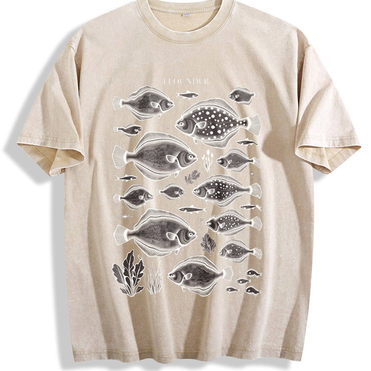 Flounder Fish 90s Vintage Washed T-Shirt product image 1