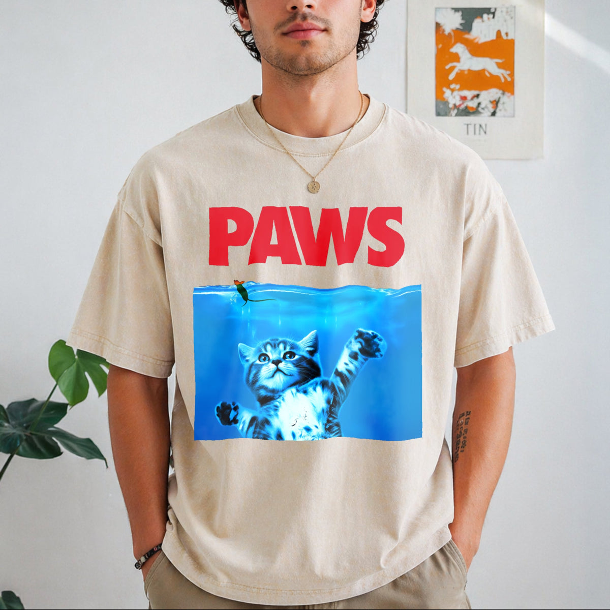 Xiongying Paws Cat And Mouse Vintage Washed T-Shirt product image 1